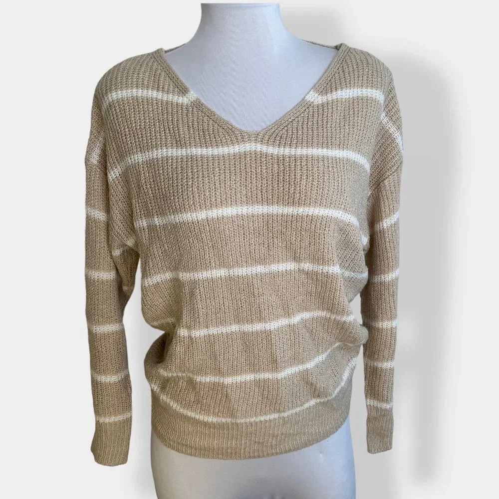 Altar'd State Mina Twist Knot‎ Open Back Stripe Sweater